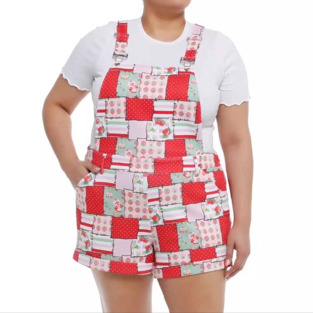 HOT TOPIC Strawberry Shortcake Patchwork Shortall… - image 1